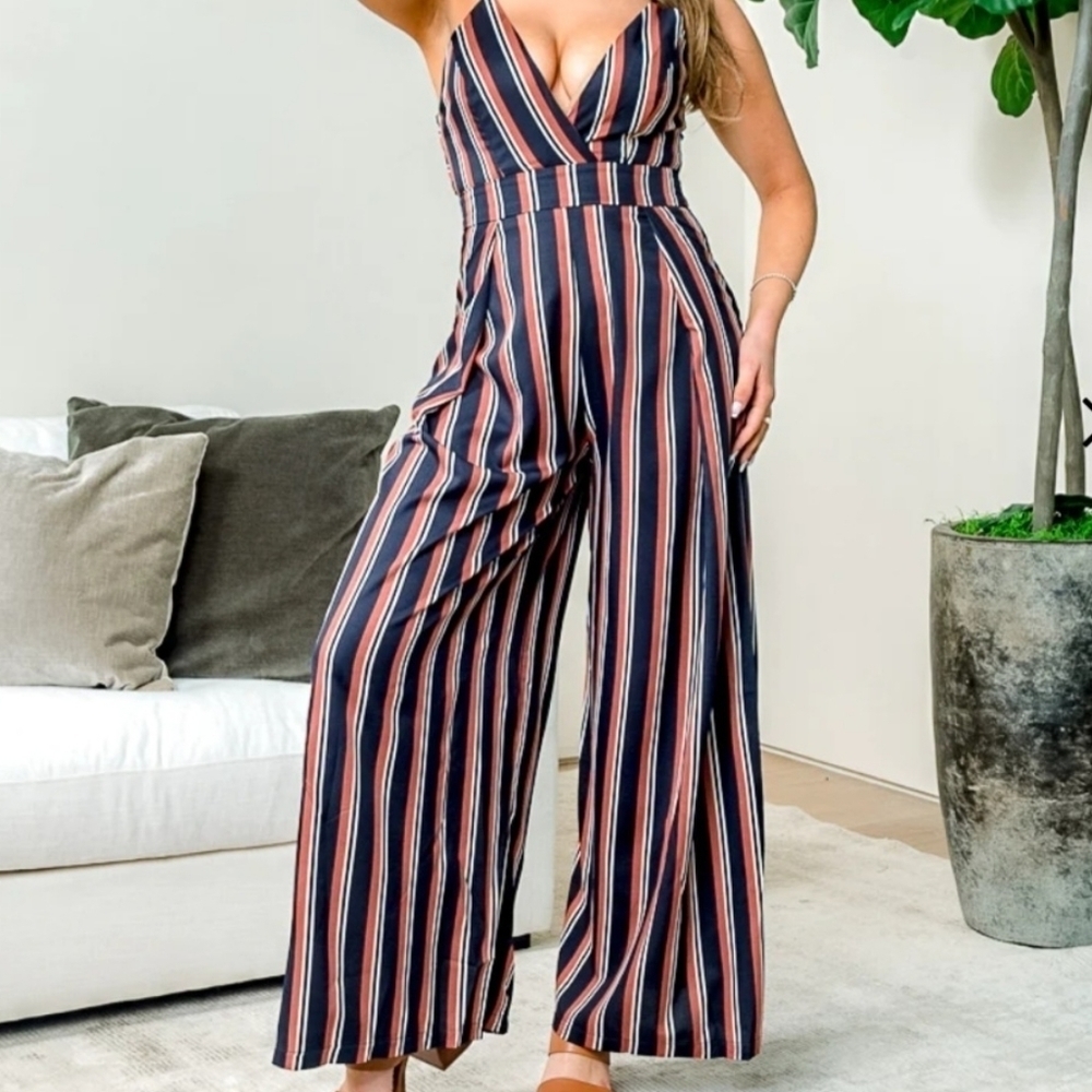 Multicolor Spaghetti Strap Flare Jumpsuit